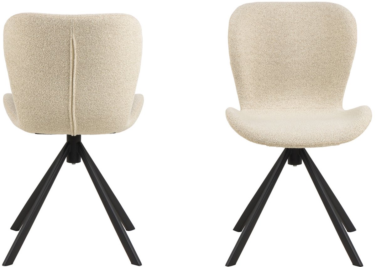 Giga Living Eetkamerstoel Zaria - Draaibaar Licht Beige - Stof & Staal - 47x53x81cm - Set van 2