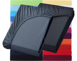 Set van 2 Jersey Hoeslakens voor Waterbed & Boxspring 200x220 cm - 40 cm Matras Hoogte