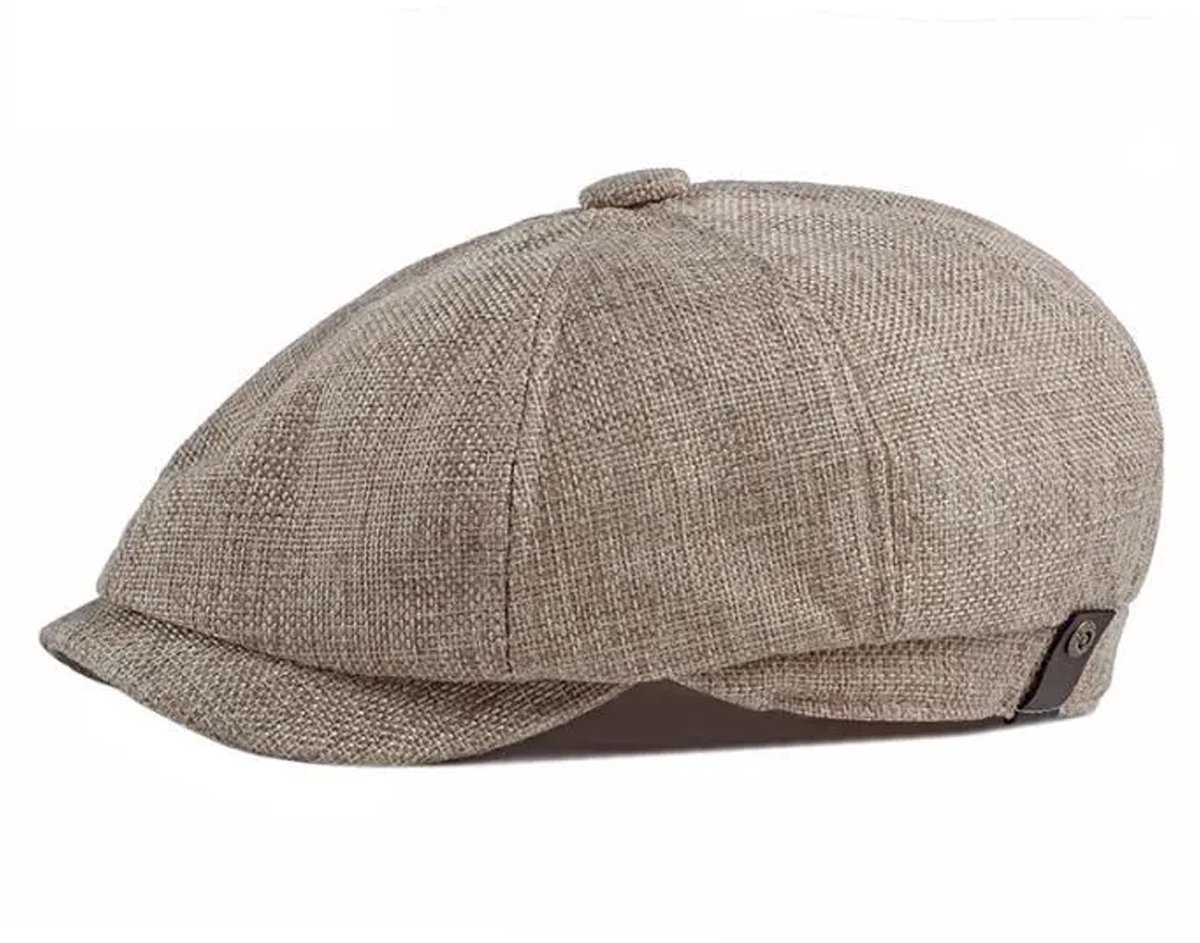 longziming -Khaki herenlinnen baret – Ademend zomercap, klassieke casual hoed voor dagelijks gebruik