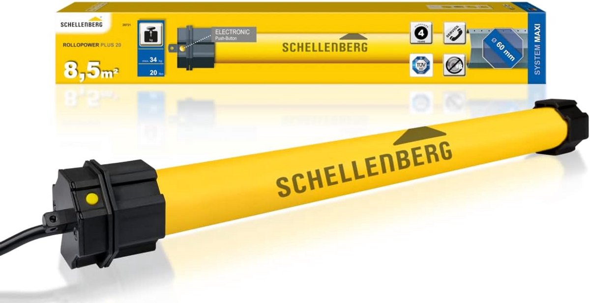 Elektrische Rolluikmotor 20 Nm met Elektronische Eindafstelling voor Negenhoekige As (60 mm)