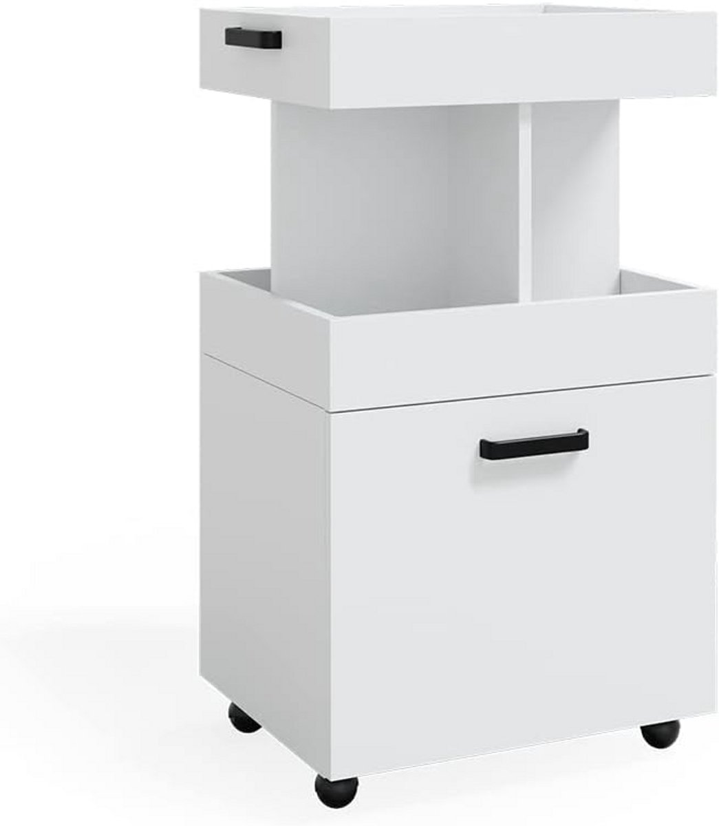 Mobiele Rollcontainer Wit - Compact Opbergmeubel met Wielen