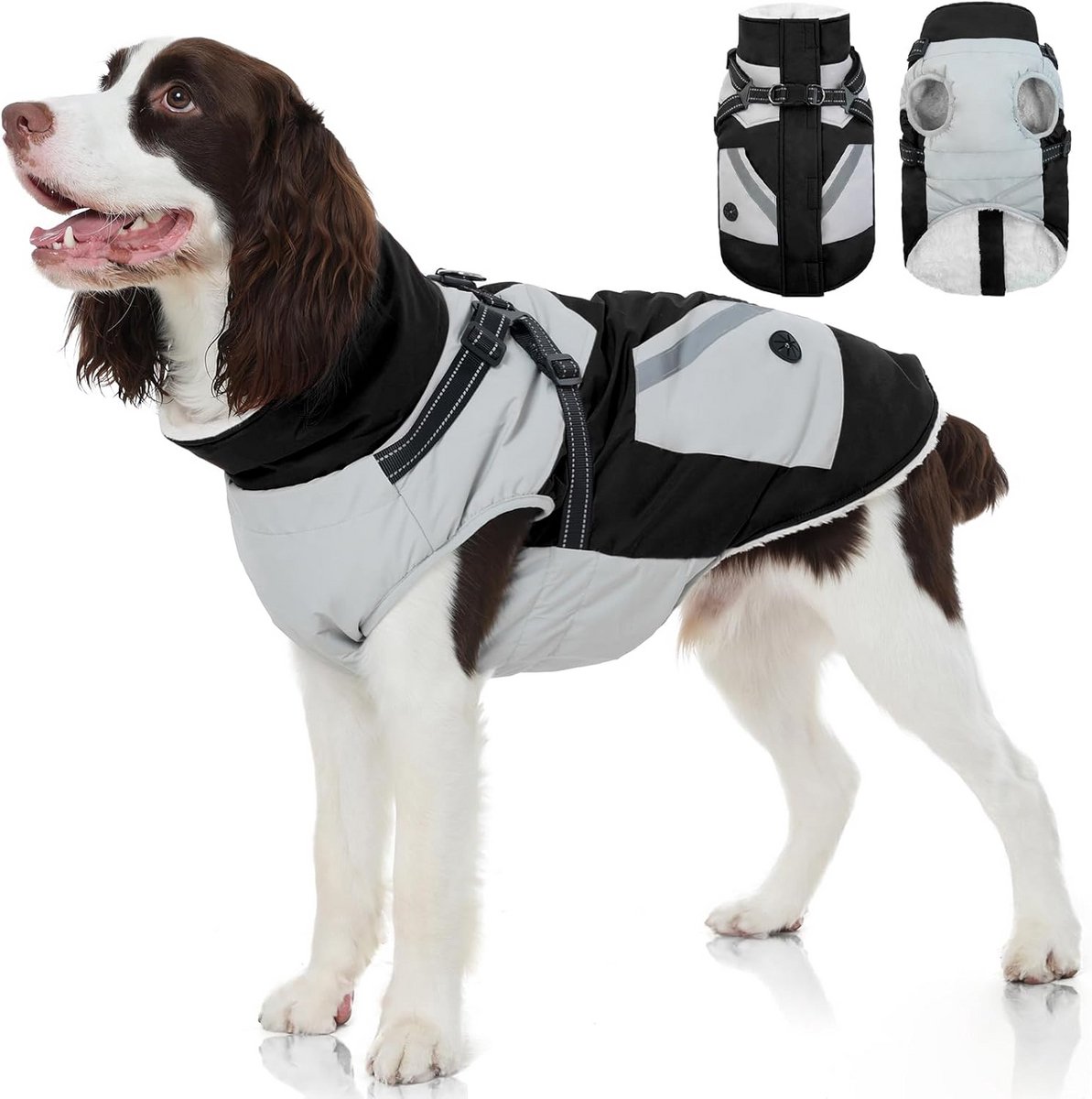 Waterdichte Hondenwinterjas met Ingebouwd Harnas | Warme en Reflecterende Sneeuwjas voor Honden