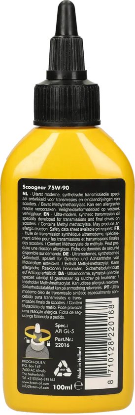 Huile de transmission pont arrière Putoline pour scooter 75W90 flacon 100ml Neuf