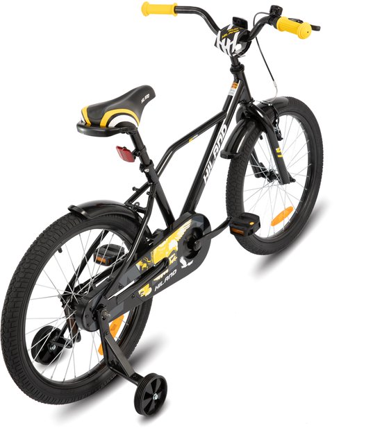 Hiland Stoere Jongensfiets - 20 Inch - Met Zijwieltjes & Standaard - Handrem & Terugtraprem - Zwart/Oranje - Geschikt voor buitenactiviteiten in de lente van Hiland — afbeelding 3
