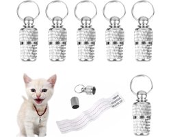 Huisdier ID Tube Tag Vat 6 Stks Rvs Anti Verloren Hond Kat ID Tag Adres Naam Label voor Kat Hond Puppy Kraag