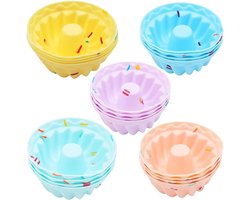 Herbruikbare Siliconen Baking Cups - Set van 20 - Muffinvormen voor Taarten, IJs, Puddingen - Regenboogkleuren - Keuken Bakbenodigdheden