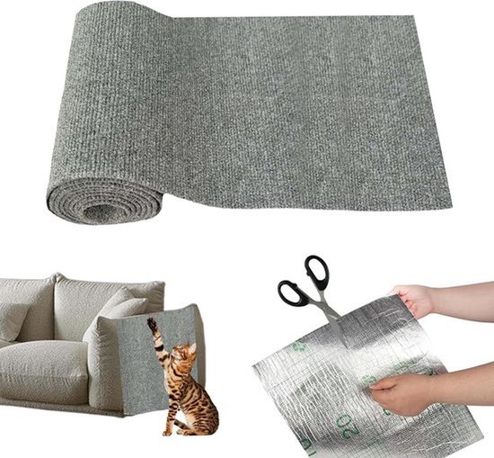 Zelfklevende Krabmat Voor Katten – 40 X 200 Cm, Rice White, Op Maat Te Snijden Voor Bank, Muur En Meubels