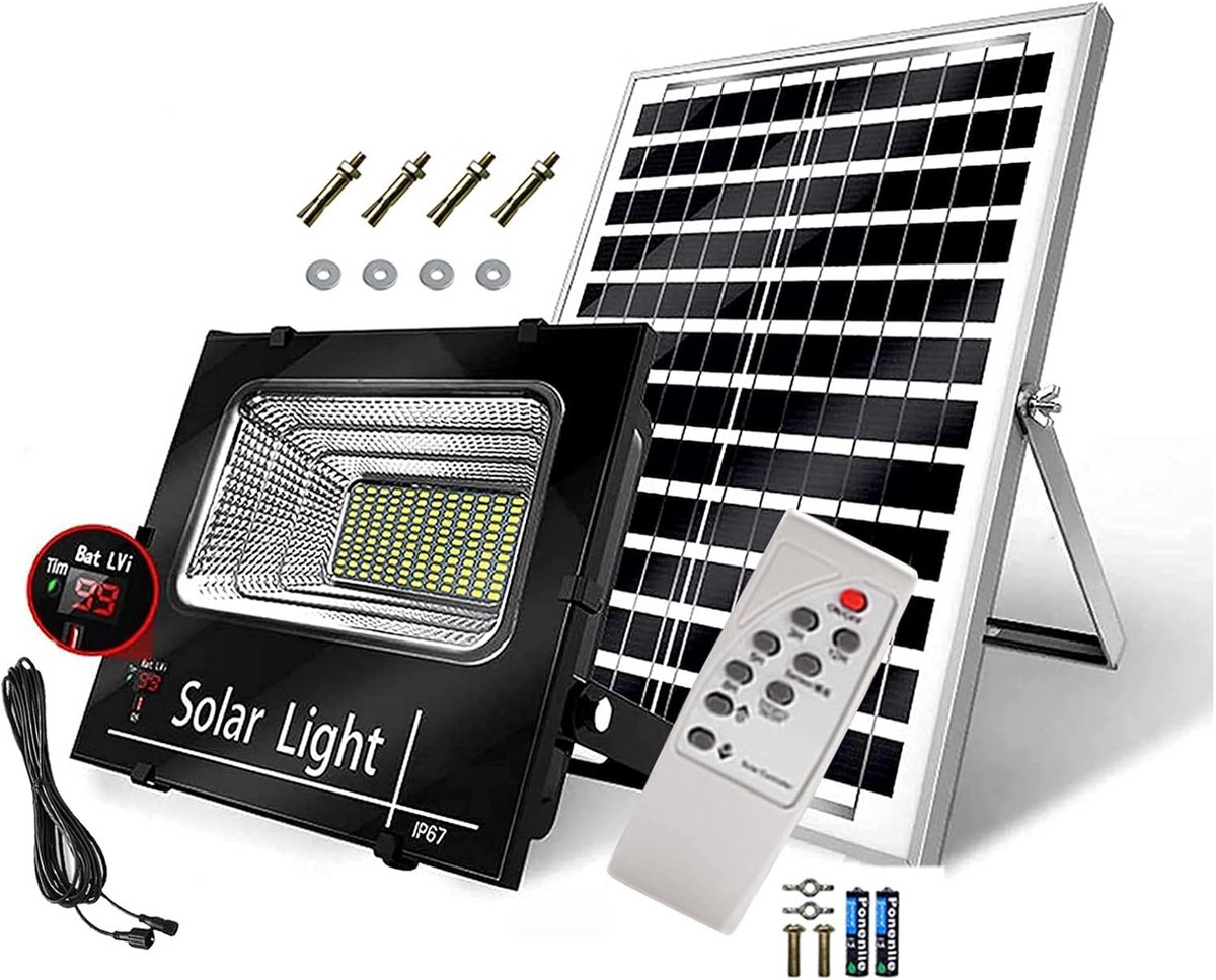 Zonnepaneel LED Schijnwerper Buiten met Liichtsensor en 12m Kabel