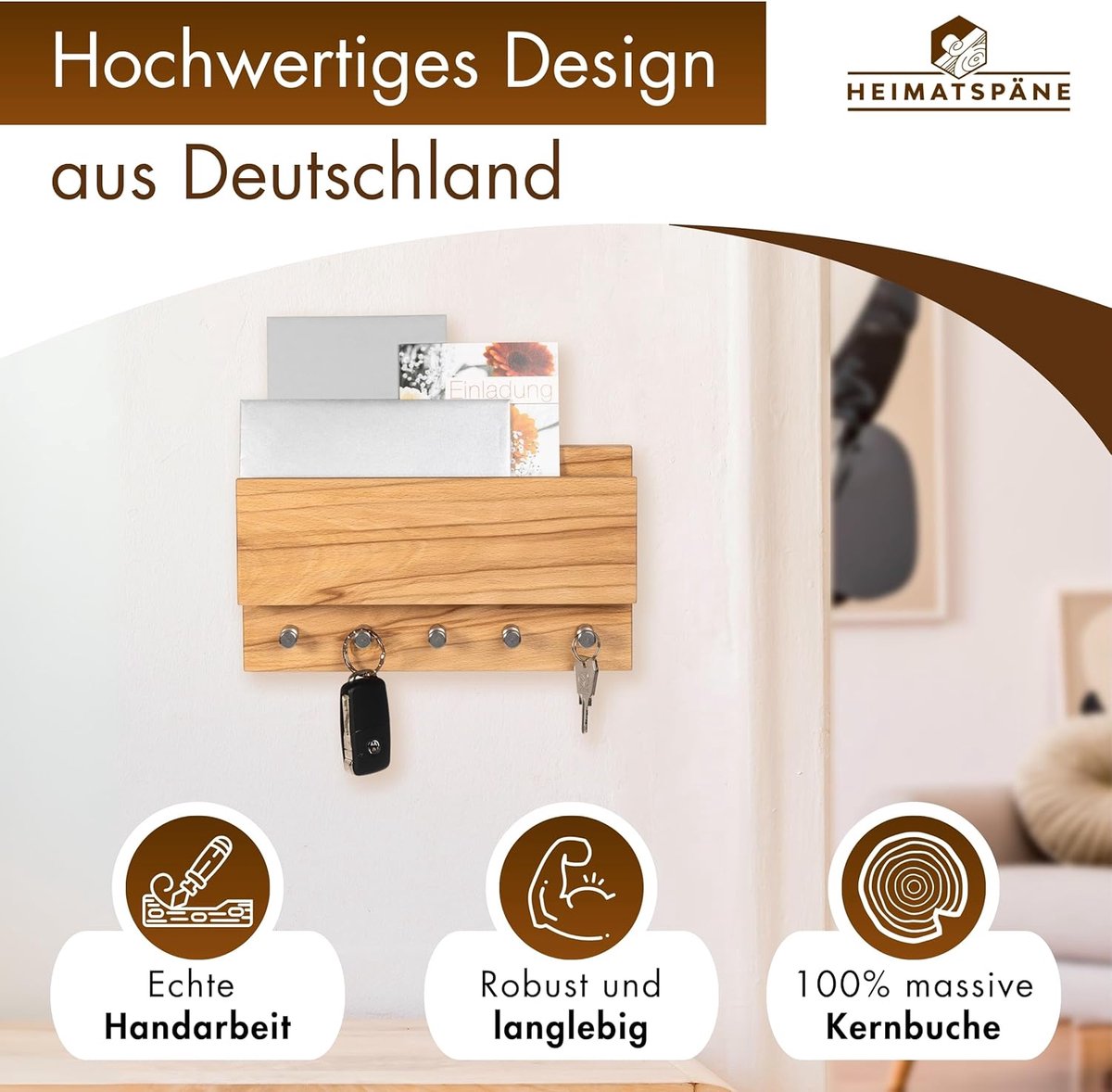 Wandrek met lade 80x25x8 cm – Massief Paulownia Hout, Shabby Chic Houten Plank voor Woonkamer, Slaapkamer of Keuken – Hangend Rek met Hoogwaardige Afwerking, Onderhoudsvriendelijk – Pauwhome