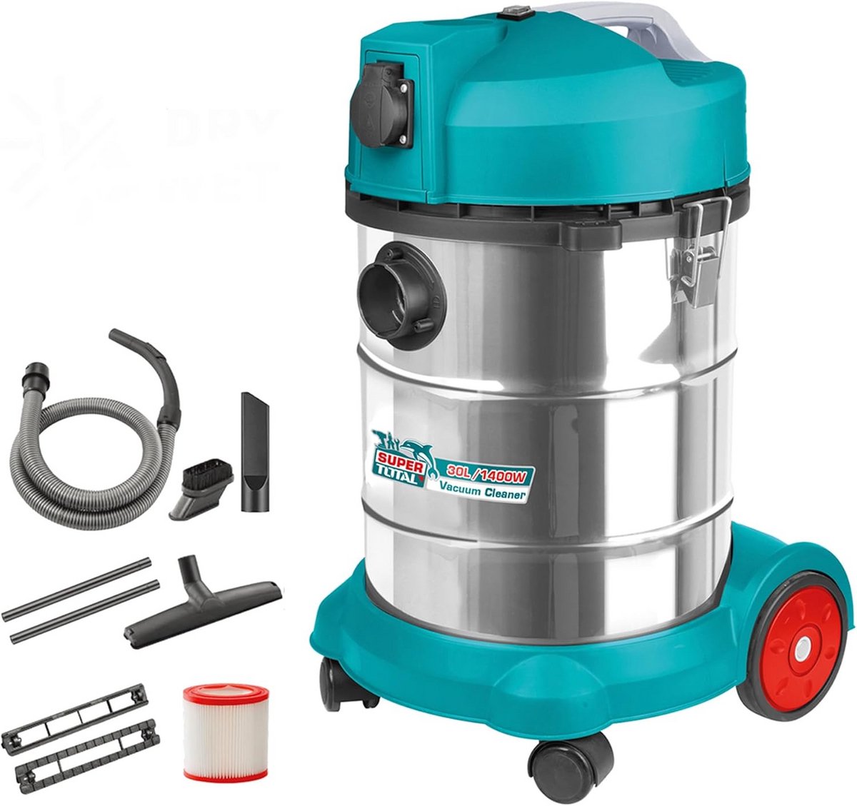 Krachtige Alles-in-één Nat-Droog Stofzuiger 30L - 1400W Industriële Werkplaatszuiger