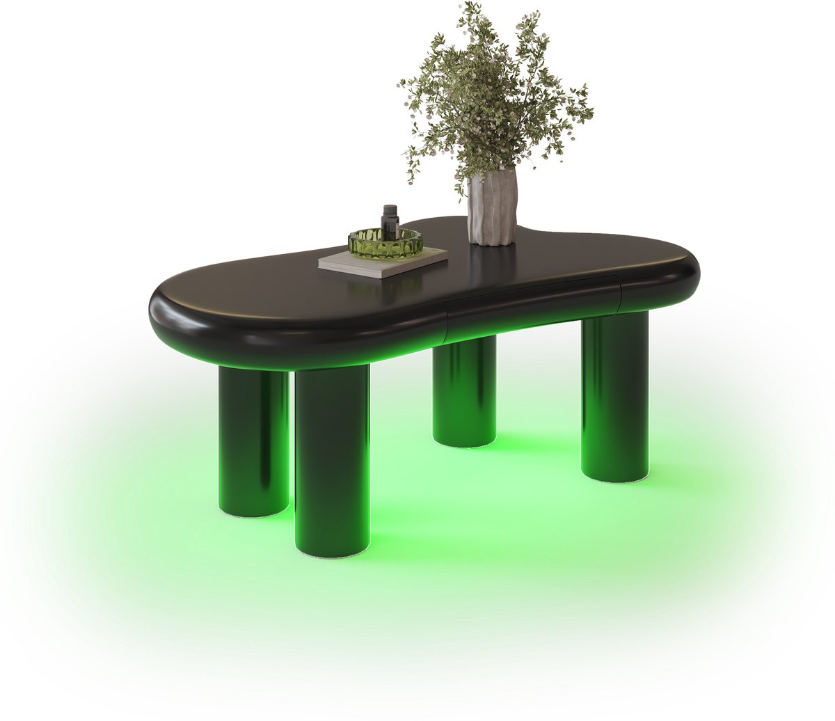 Clruro Salontafel - Wolkvorm - Wolkvorm en LED Verlichting - Met Lade en Opbergruimte - MDF - Zwart