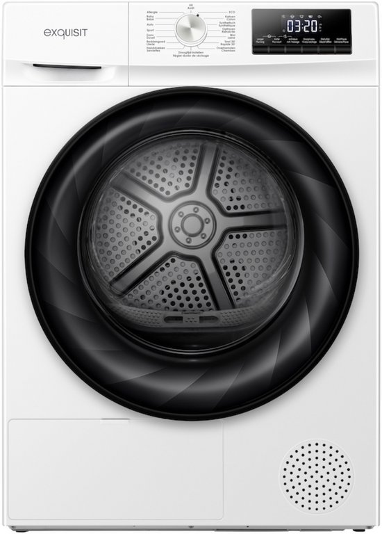 Exquisit TWP8080-010C - Wasdroger met C Label - Warmtepompdroger - 15 programma's - 8 Kilo - Allergie - Dons - 5 Jaar Garantie
