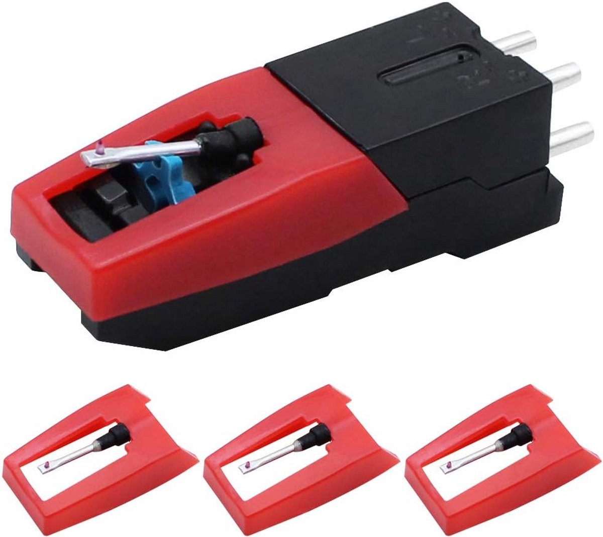 Universele Platenspeler Naald Set met 4x Elementen en Ruby Stofnaalden