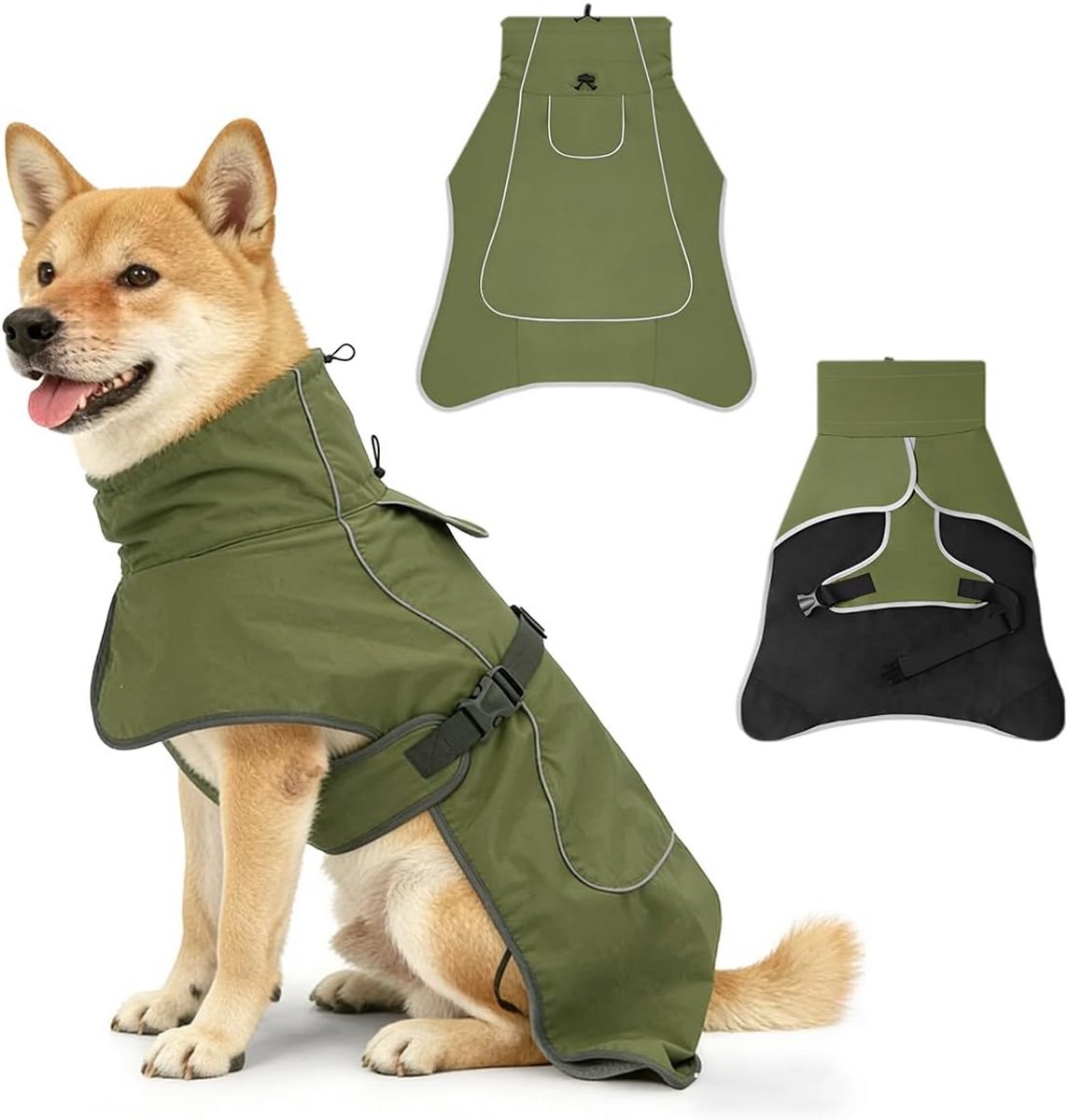 Waterdichte Hondenjas met Fleece Voering en Reflectie - Warm en Verstelbaar