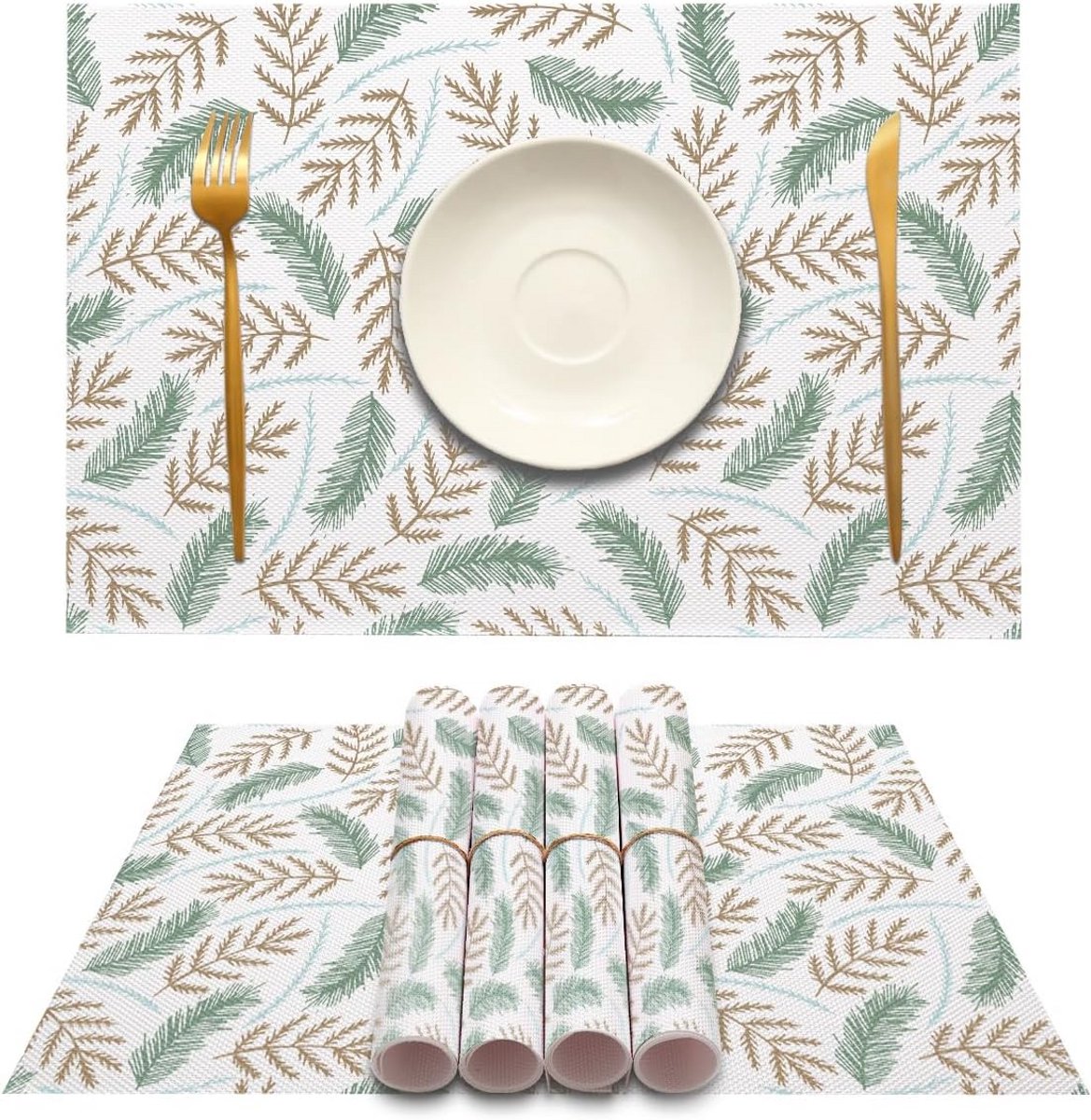 Set van 6 PVC Placemats 45x30 cm, Afwasbaar en Hittebestendig voor Keuken en Eettafel