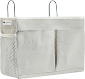 SUMNACON Hangend opbergidee, langs het bed, zakje, studentenkamer, organizer, caddy, bureau, voor home office, school, slaapzaal, stapelbed (grijs