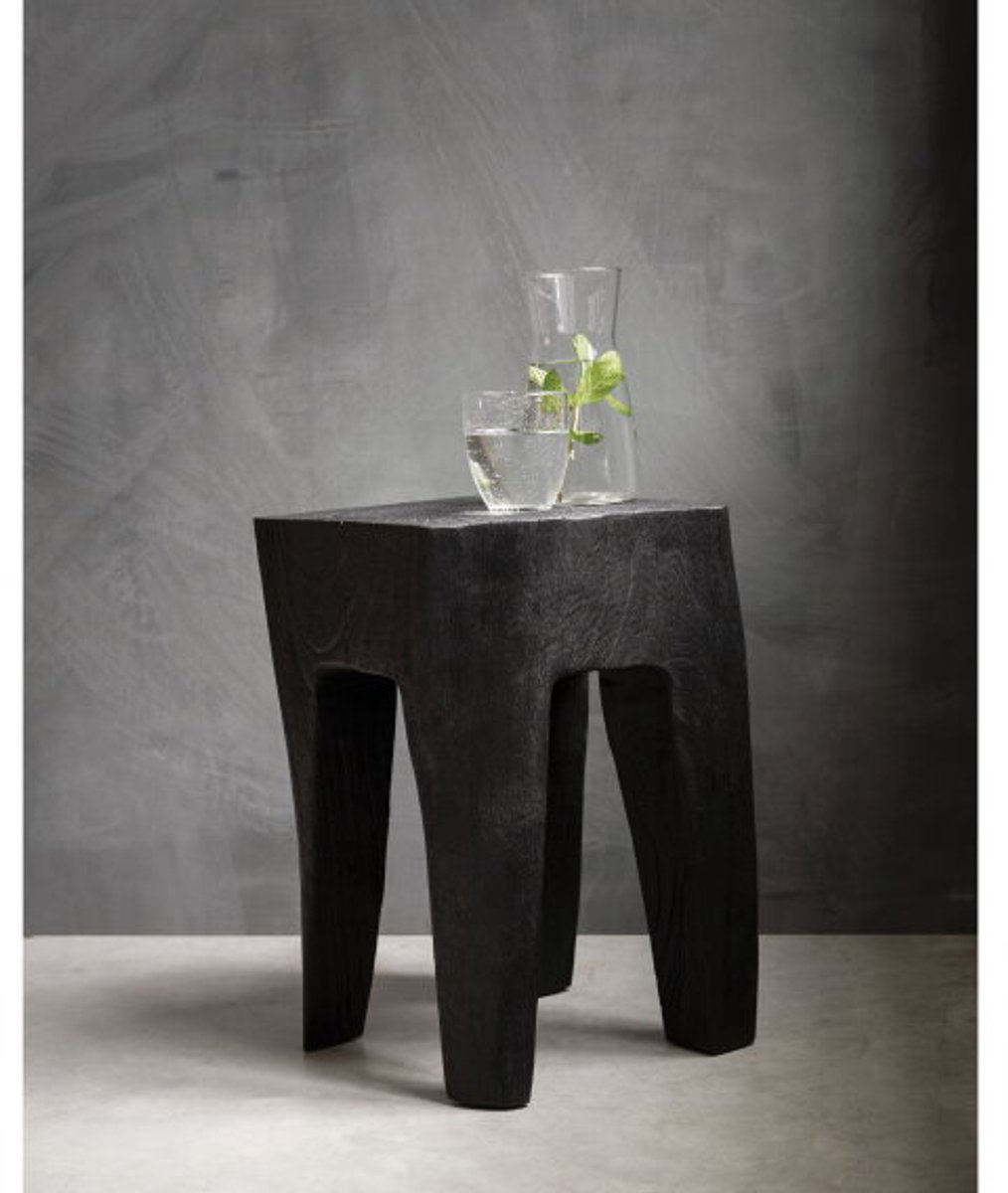 MUST Living Kruk Vito Teakhout – Zwart – 30x30x45 cm