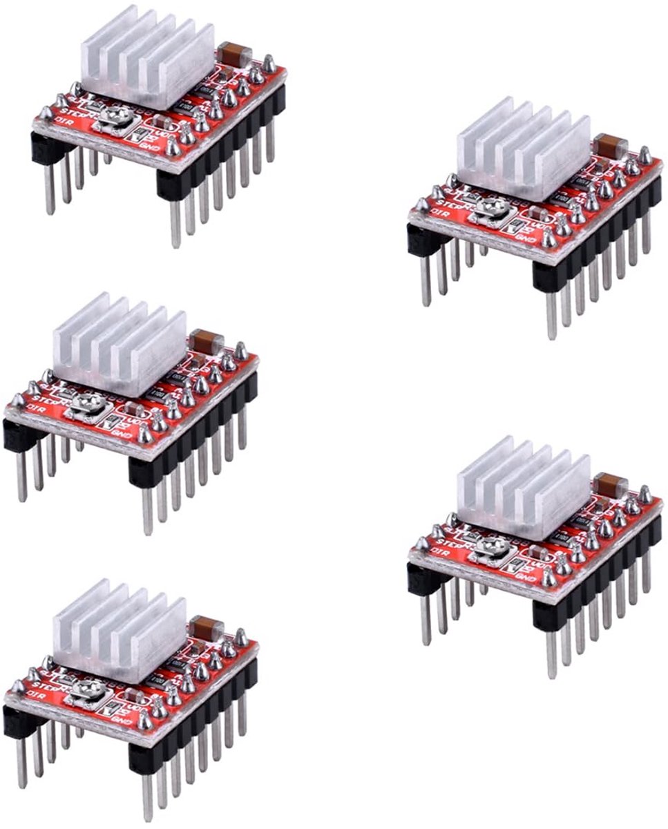 5-Pack A4988 Stappenmotor Driver Modules met Koellichaam voor 3D Printer en CNC