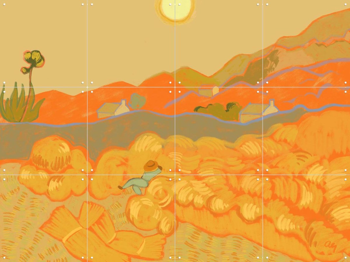 IXXI Wheatfield with a Sleeper, Arty Guava & Van Gogh 21st Century - 80 x 60 cm - Gratis ophangtool - Grote wanddecoratie en posters - Klassiek