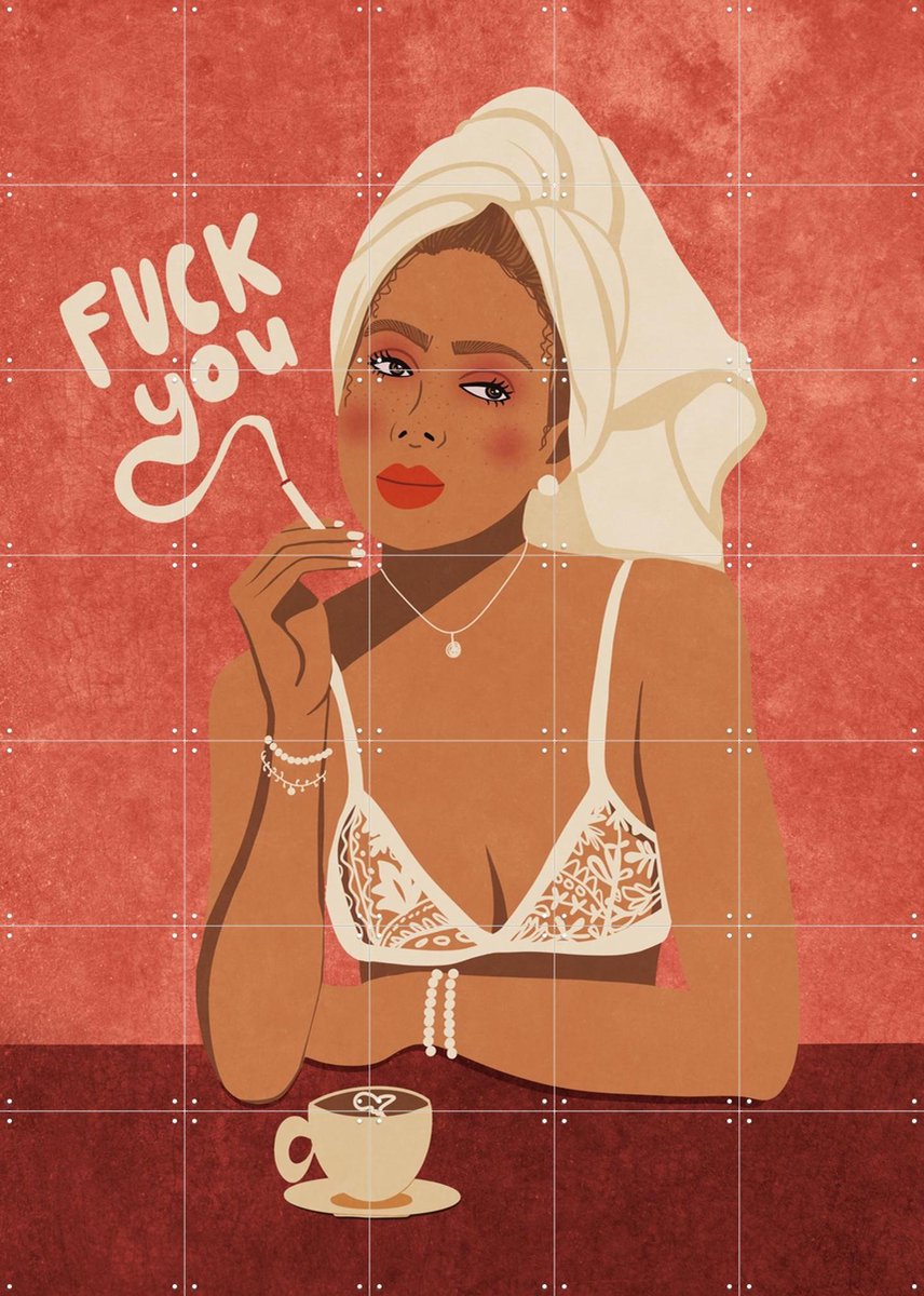 IXXI Thinking of you, Raissa Oltmanns - 100 x 140 cm - Gratis ophangtool - Grote wanddecoratie en posters - Illustraties, Pop art, Speels, Grafisch