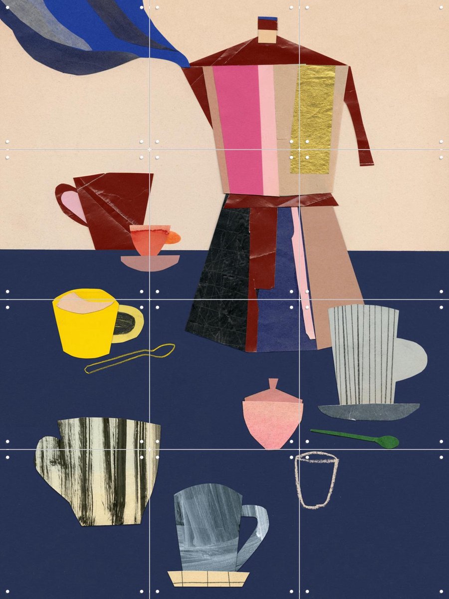 IXXI Espresso 2, Signorinah - 60 x 80 cm - Gratis ophangtool - Grote wanddecoratie en posters - Illustraties, Vintage, Gemengde Technieken, Collage