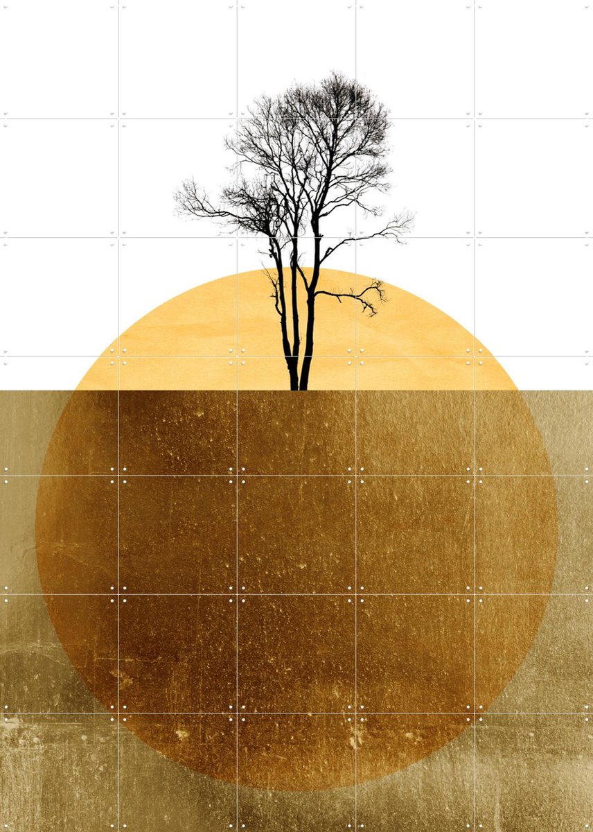 IXXI Golden Ocean, Kubistika - 100 x 140 cm - Gratis ophangtool - Grote wanddecoratie en posters - Illustraties, Abstract, Grafisch Ontwerp