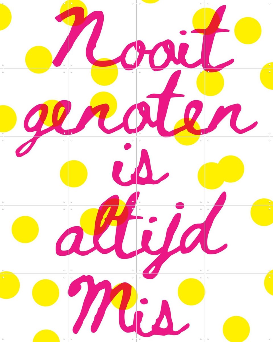 IXXI Nooit Genoten, Studio Turbo - 80 x 100 cm - Gratis ophangtool - Grote wanddecoratie en posters - Typografie, Illustraties, Speels, Grafisch