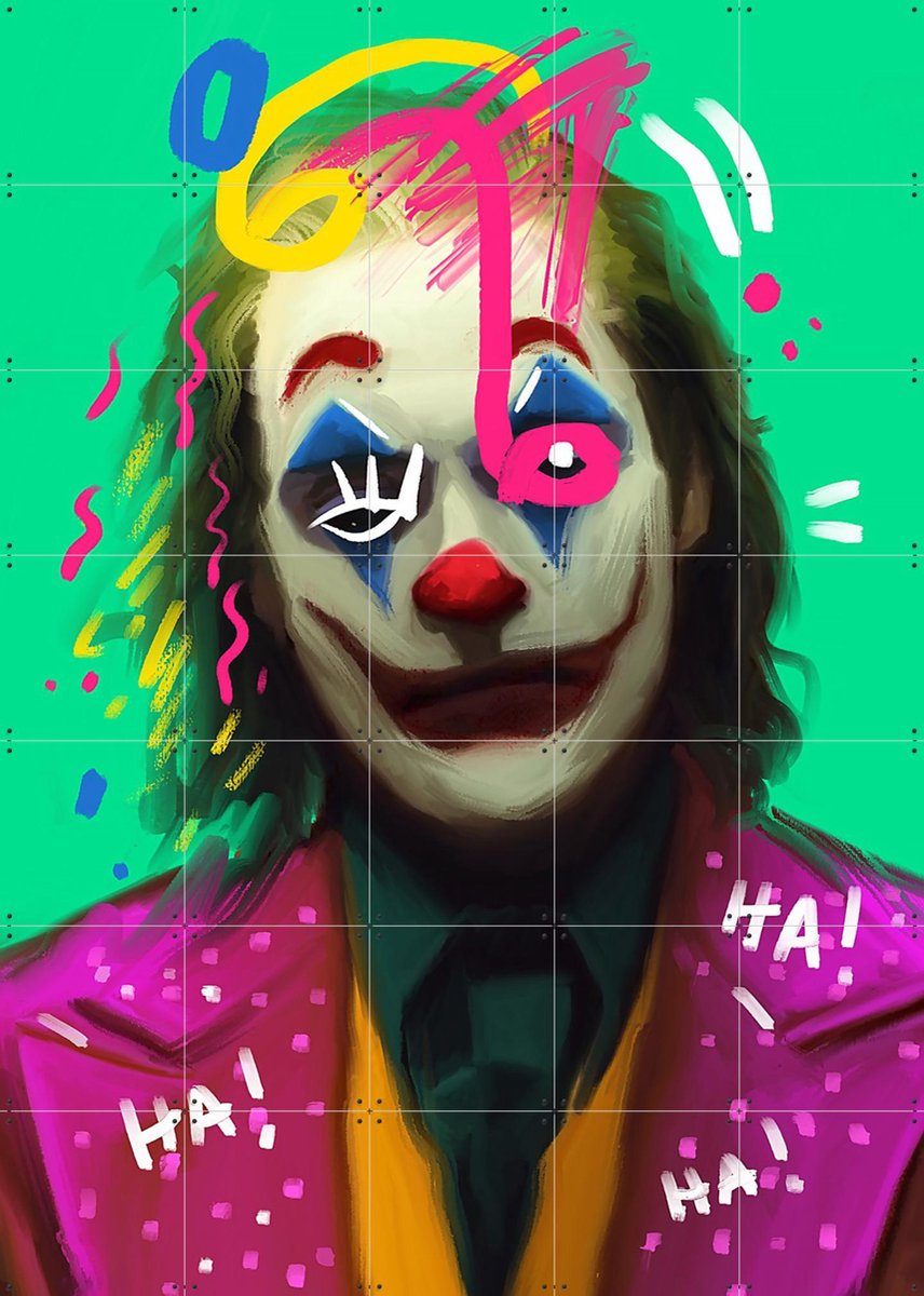 IXXI Why so serious Joker, Pop-art by Tadej - 100 x 140 cm - Gratis ophangtool - Grote wanddecoratie en posters - Pop art, Digitale Kunst, Speels