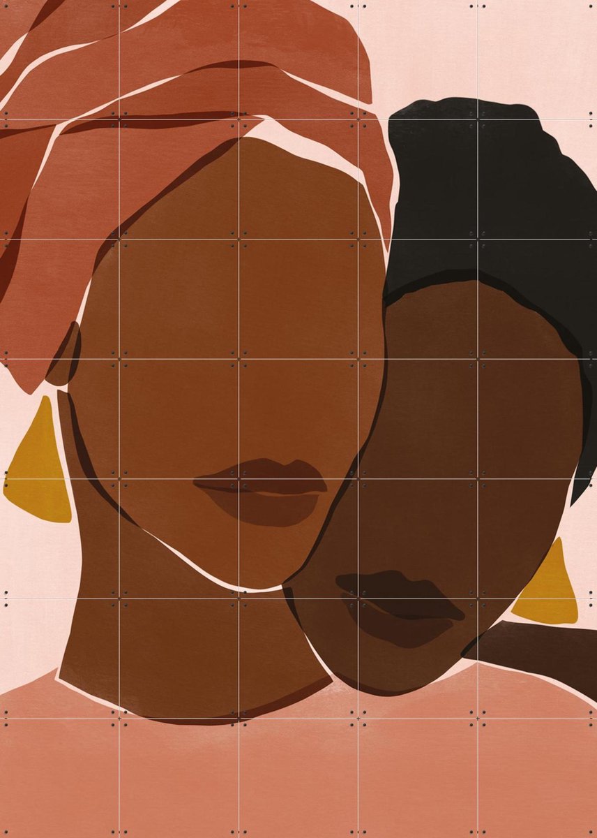 IXXI Coussi Cousine, Sacrée Frangine - 100 x 140 cm - Gratis ophangtool - Grote wanddecoratie en posters - Illustraties, Abstract, Minimalisme