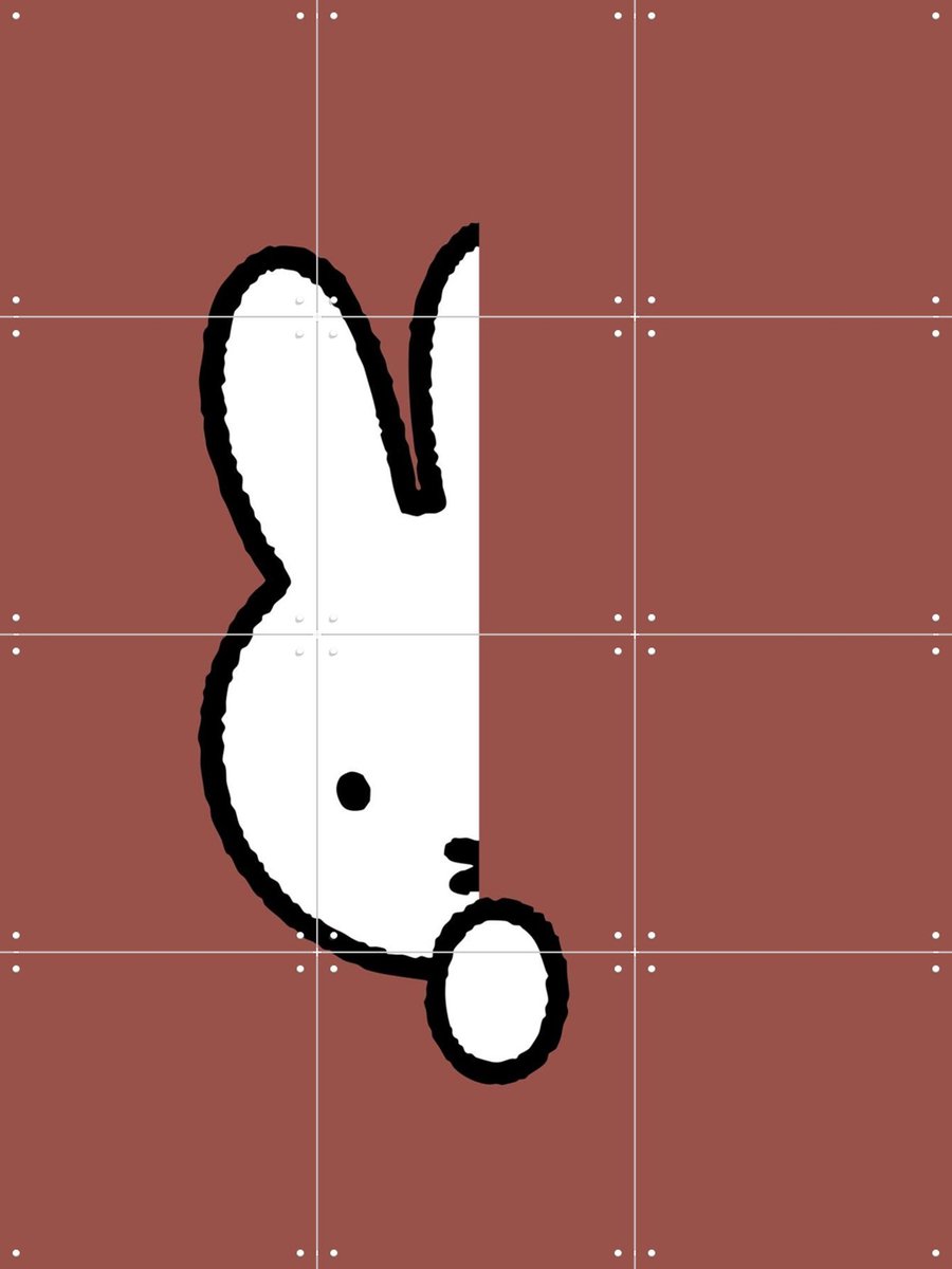 IXXI Nijntje Verstoppertje Steenkleur, Nijntje - 60 x 80 cm - Gratis ophangtool - Grote wanddecoratie en posters - Speels, Grafisch Ontwerp
