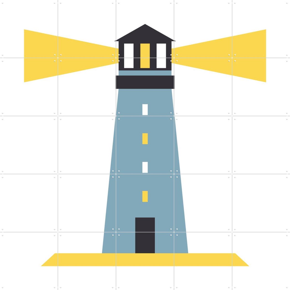 IXXI The Lighthouse - blue, Studio Kars + Boom - 100 x 100 cm - Gratis ophangtool - Grote wanddecoratie en posters - Grafisch Ontwerp, Geometrische