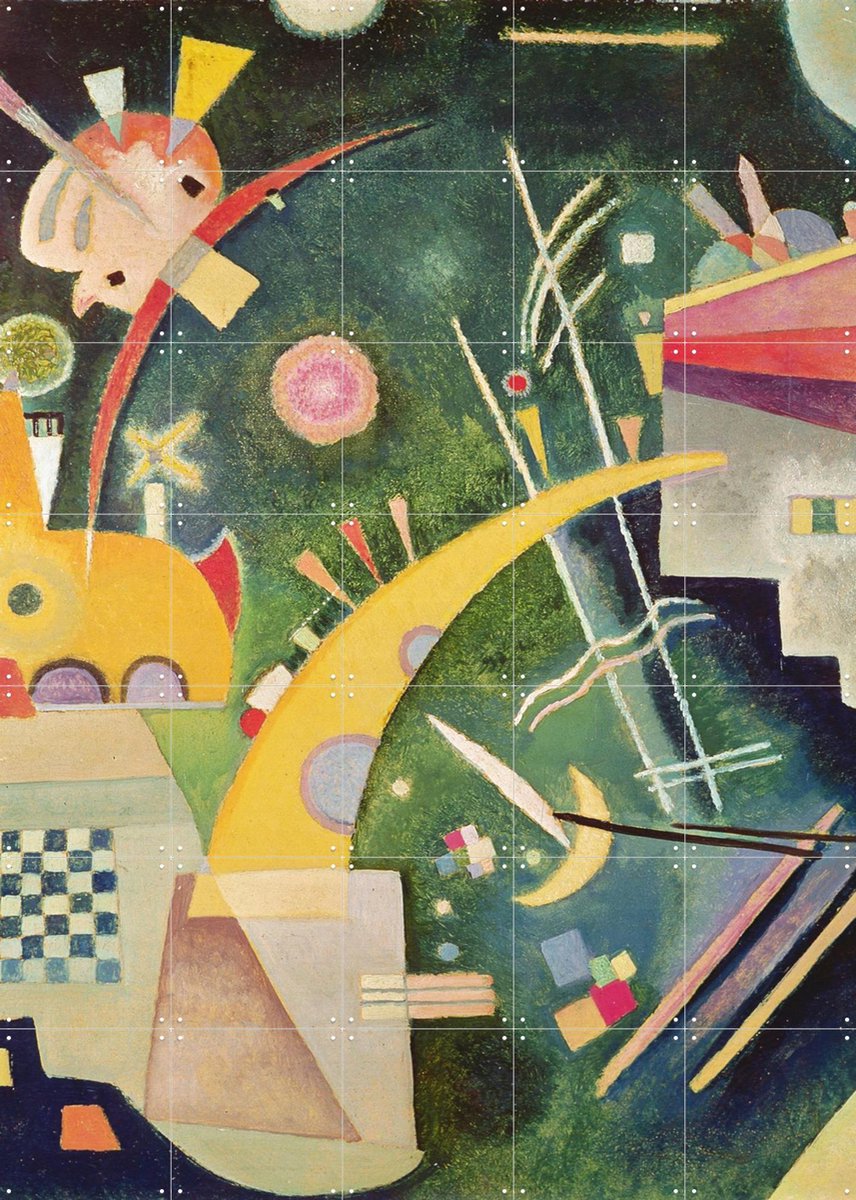 IXXI Hornform, Kandinsky & Bridgeman Images - 100 x 140 cm - Gratis ophangtool - Grote wanddecoratie en posters - Kleurrijk, Klassiek, Abstract