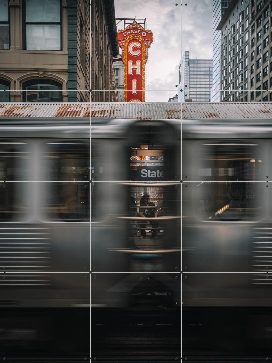 IXXI Train, Tristan Zhou - 60 x 80 cm - Gratis ophangtool - Grote wanddecoratie en posters - Fotografie, Gang, Woonkamer, Mancave, Architectuur, Stad