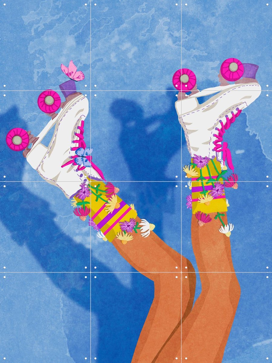 IXXI Skate like a girl, Raissa Oltmanns - 60 x 80 cm - Gratis ophangtool - Grote wanddecoratie en posters - Digitale Kunst, Grafisch Ontwerp, Speels