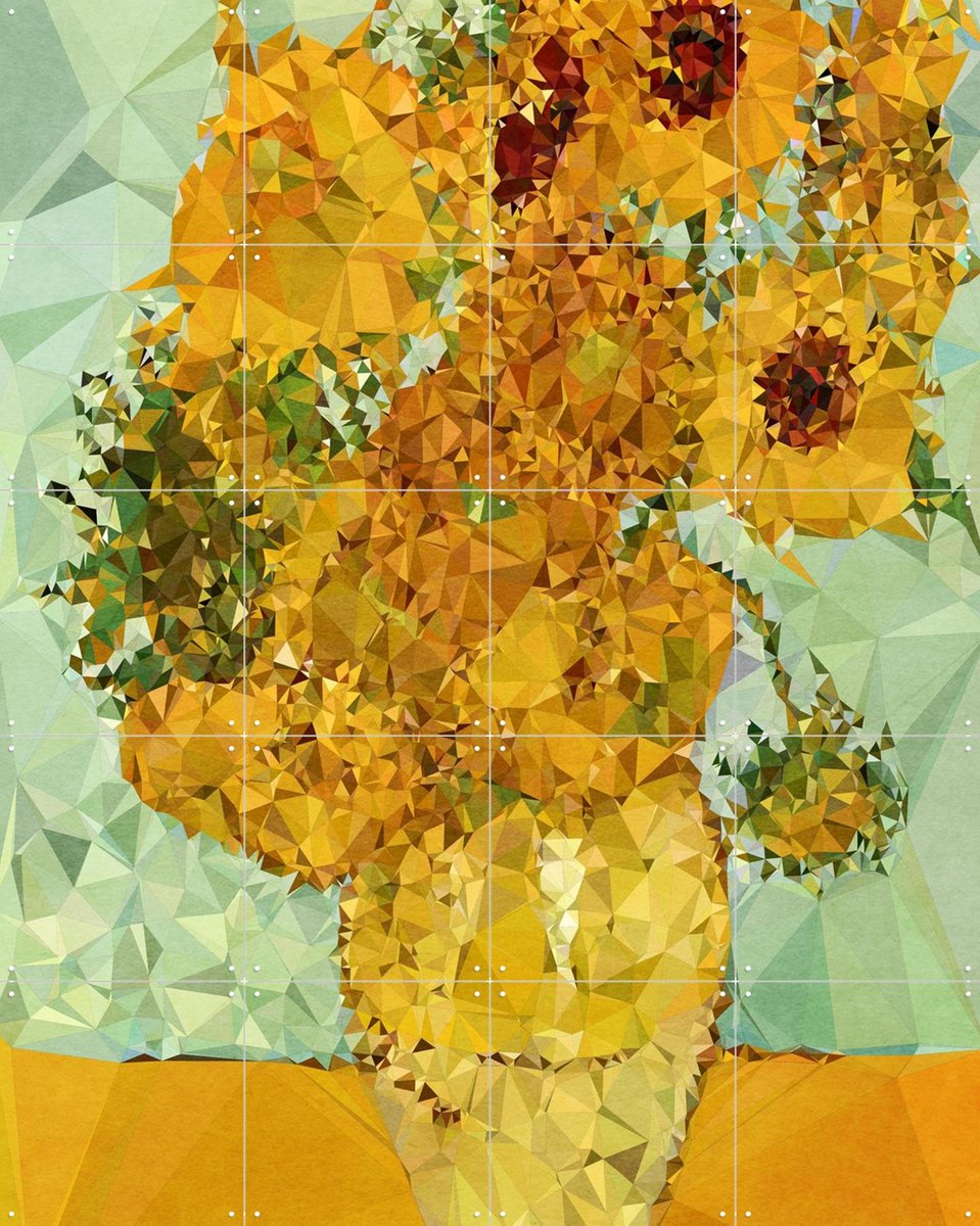 IXXI Symphony in Yellow and Blue, Kubistika & Van Gogh 21st Century - 80 x 100 cm - Gratis ophangtool - Grote wanddecoratie en posters - Klassiek