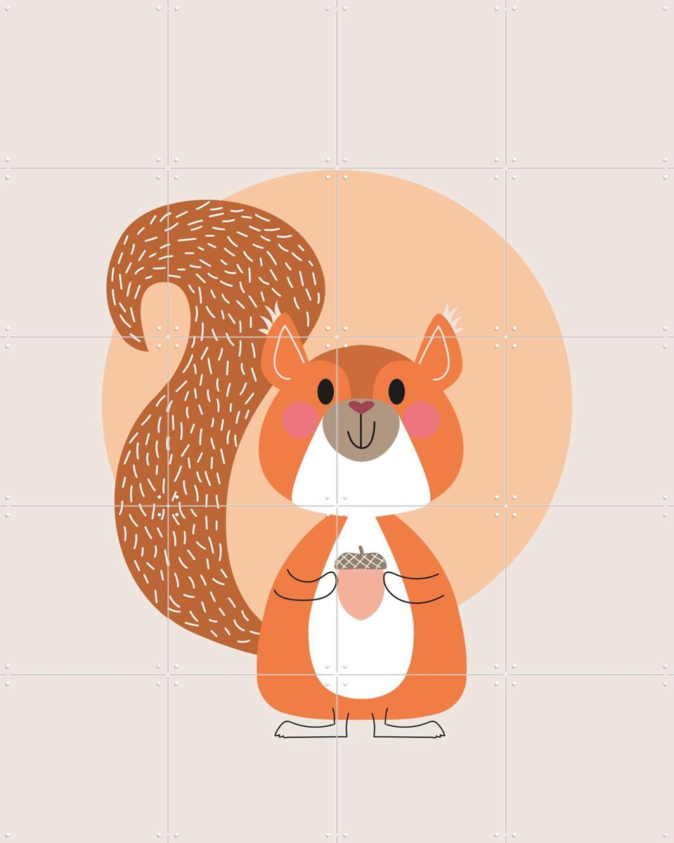 IXXI Squirrel, Jetske Kox - 80 x 100 cm - Gratis ophangtool - Grote wanddecoratie en posters - Digitale Kunst, Cartoonesk, Speels, Illustraties