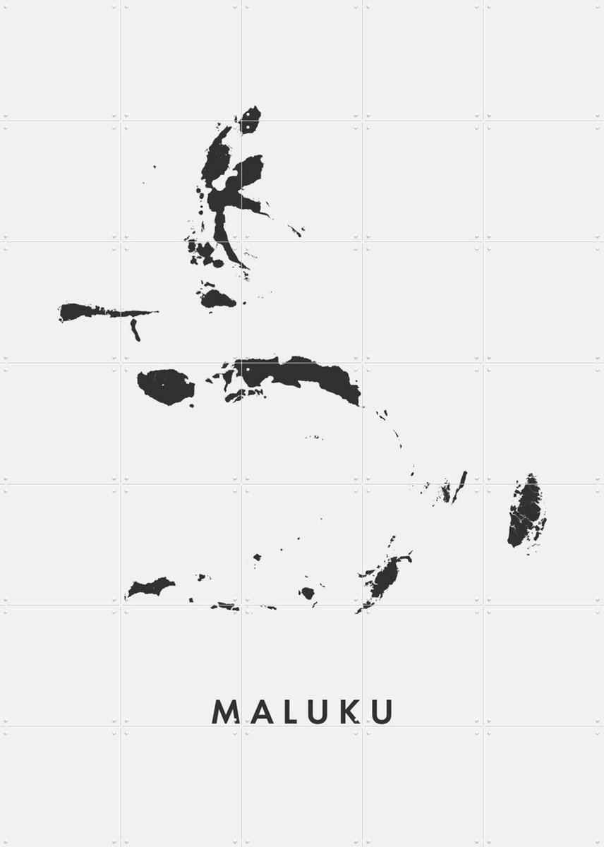 IXXI Maluku Island Map, Kunst in Kaart - 100 x 140 cm - Gratis ophangtool - Grote wanddecoratie en posters - Abstract, Minimalisme, Grafisch Ontwerp