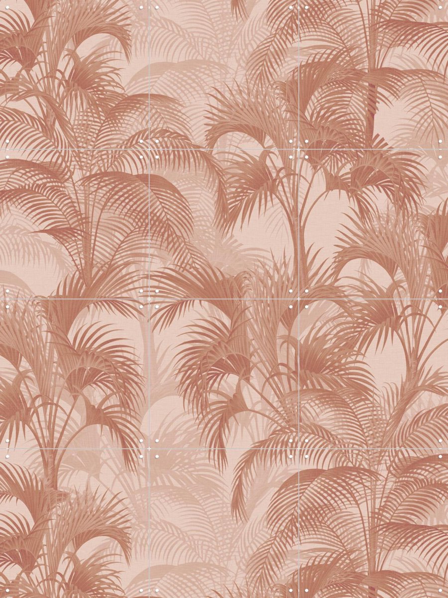 IXXI Tropical Palm Leaves - terra, Bloomery Decor - 60 x 80 cm - Gratis ophangtool - Grote wanddecoratie en posters - Houtsnede, Grafisch Ontwerp