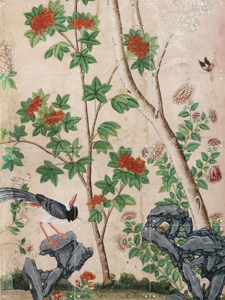 IXXI Panel of a Chinese Wallpaper II, Victoria and Albert Museum - 60 x 80 cm - Gratis ophangtool - Grote wanddecoratie en posters - Illustraties