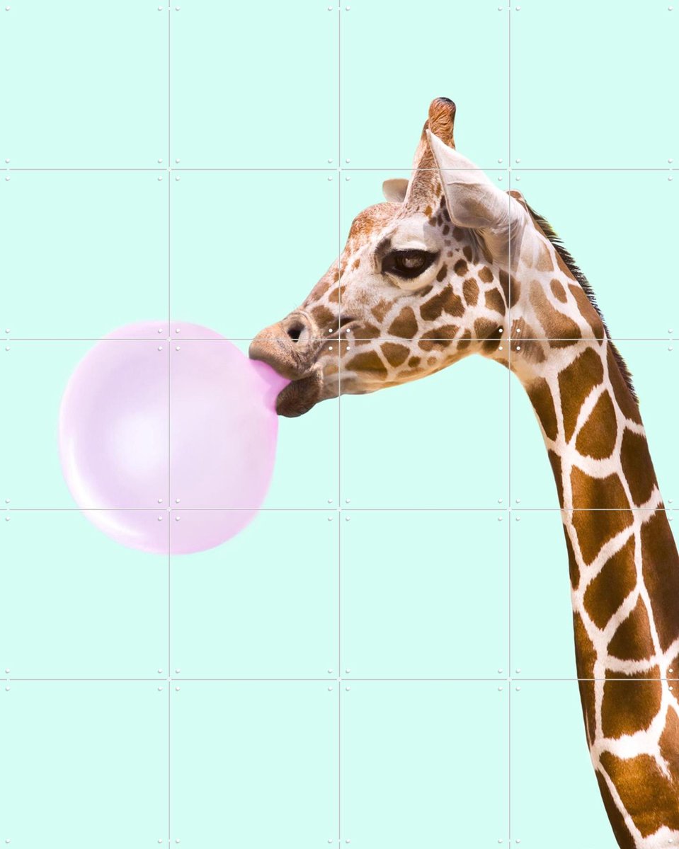 IXXI Giraffe, Paul Fuentes - 80 x 100 cm - Gratis ophangtool - Grote wanddecoratie en posters - Grafisch Ontwerp, Speels, Kleurrijk, Pop art, Digitale