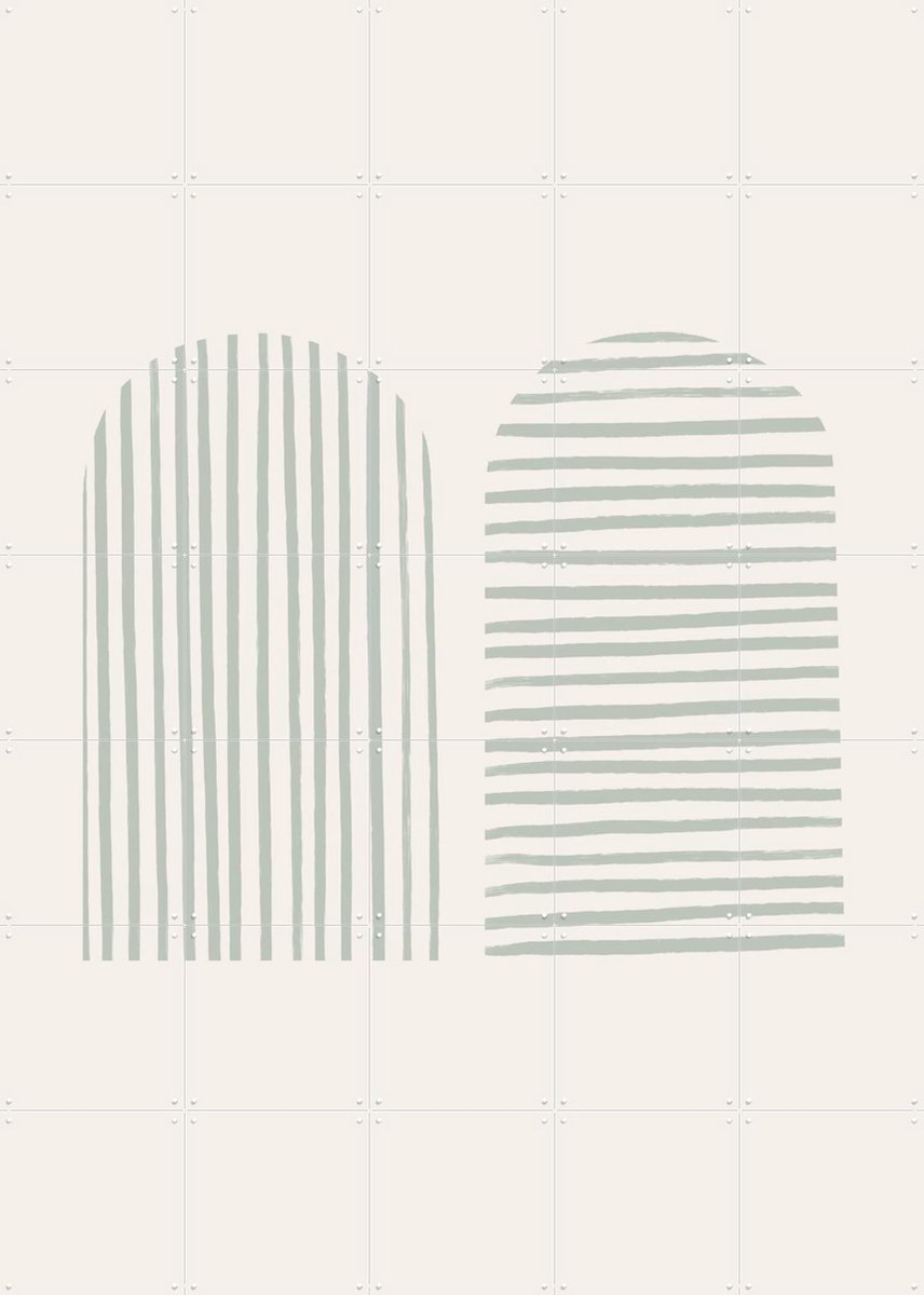 IXXI Striped Arches, Bohomadic Studio - 100 x 140 cm - Gratis ophangtool - Grote wanddecoratie en posters - Line art, Minimalisme, Strepen