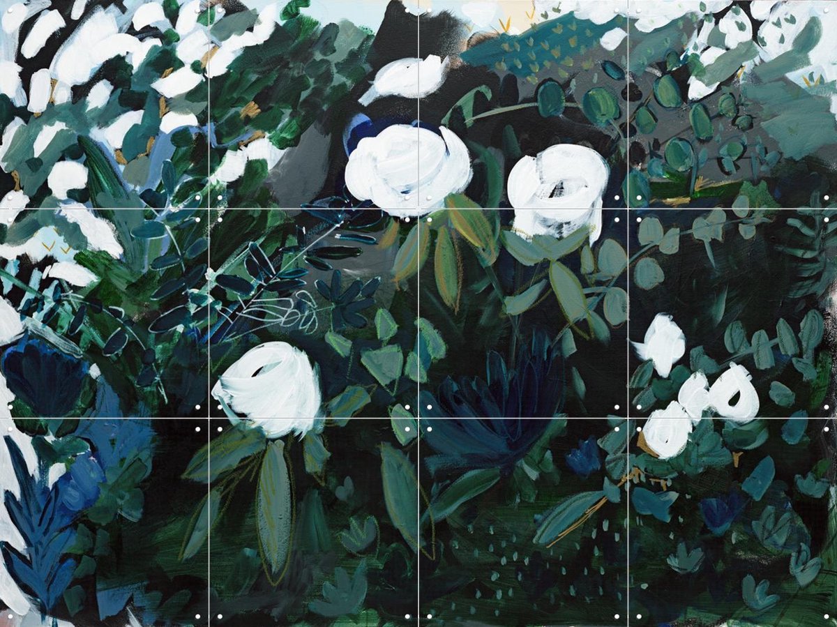 IXXI Black Floral, Green Barn Studio - 80 x 60 cm - Gratis ophangtool - Grote wanddecoratie en posters - Olieverf, Abstract, Woonkamer, Slaapkamer