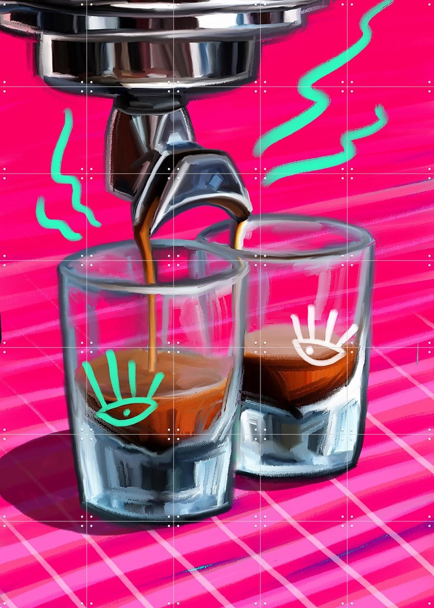 IXXI Coffee Lovers 2, Pop-art by Tadej - 100 x 140 cm - Gratis ophangtool - Grote wanddecoratie en posters - Illustraties, Pop art, Digitale Kunst