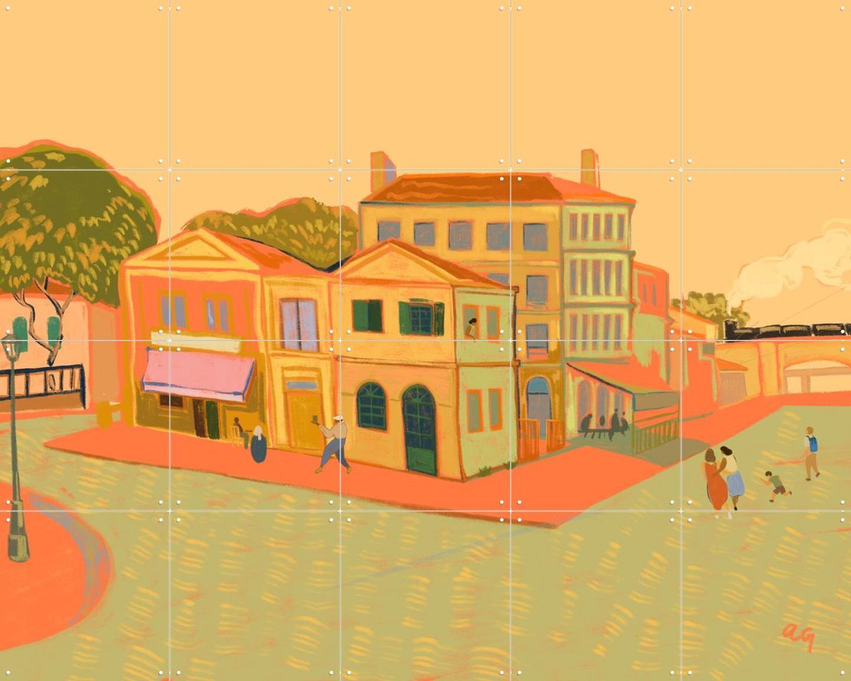 IXXI The Yellow House, Arty Guava & Van Gogh 21st Century - 100 x 80 cm - Gratis ophangtool - Grote wanddecoratie en posters - Kleurrijk, Digitale