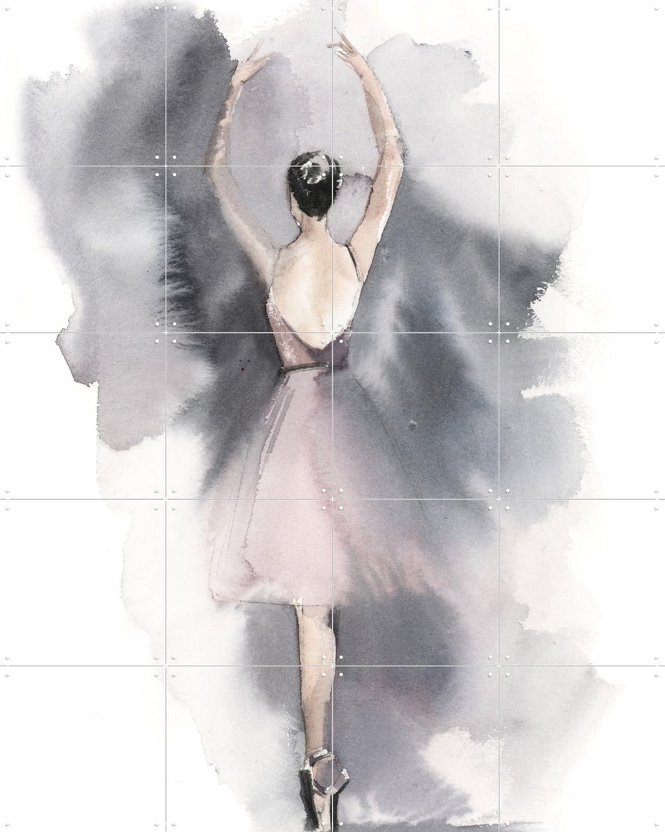 IXXI Ballerina Purple 3, Canot Stop Painting - 80 x 100 cm - Gratis ophangtool - Grote wanddecoratie en posters - Illustraties, Aquarel, Woonkamer