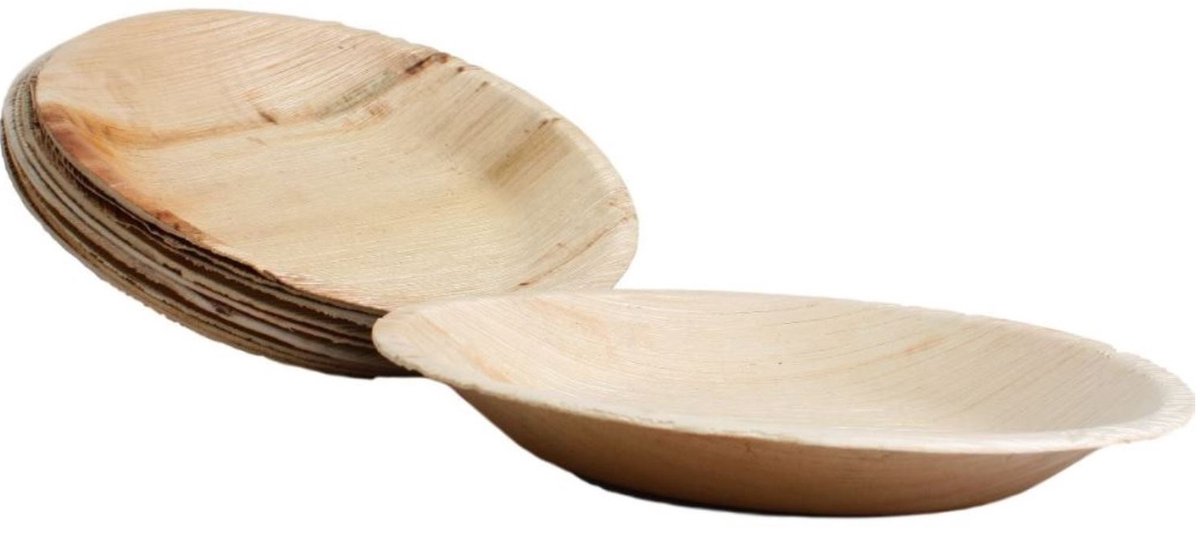 10x ronde borden van palmblad maat 23 cm