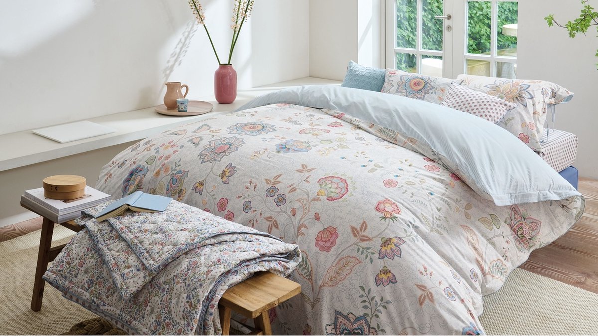 Pip Studio Mumbai Morning dekbedovertrek - Lits-Jumeaux XL - 260 x 200/220 cm - Licht blauw