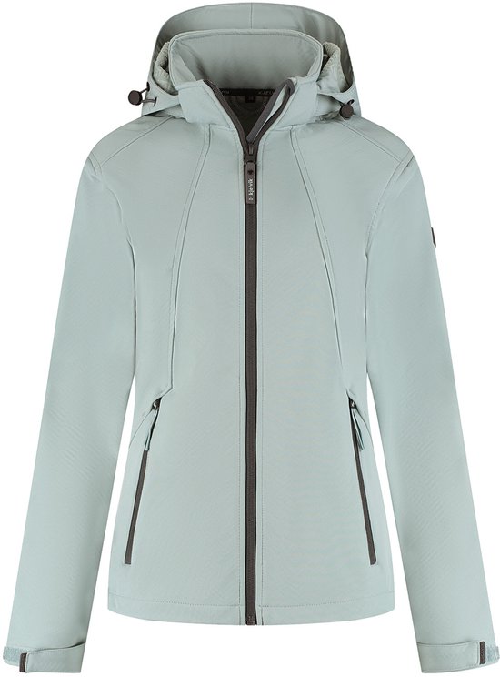 Veste d'extérieur Kjelvik bleu clair avec capuche, fermeture éclair et poches zippées.
