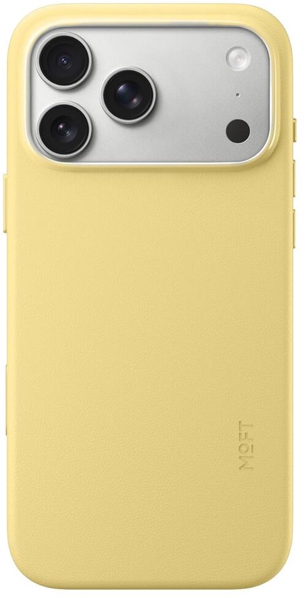 MOFT Hoesje Geschikt voor iPhone 17 Pro Max - MOVAS Snap Back Cover - Compatibel met MagSafe - Vegan Leer Case - Beschermhoes Dun - Duurzaam - Geel