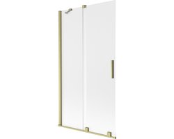 Mexen Velar badwand 2-delig schuifbaar 100 x 150 cm, mat, goud geborsteld - 896-100-000-31-55